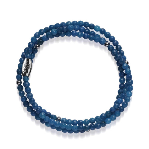 Agate bleue | Argent sterling .925 | Enveloppement de pierres précieuses